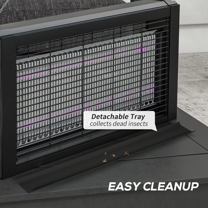 Lâmpada Anti-Mosquitos com Luz LED Mata Mosquitos Elétrico 8W Efetivo para 60 m² com Corrente para Interior Jardim Terraço Pátio 49x6x25 cm Preto