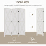 Biombo de 3 Paineis Separador de Ambientes Dobrável 136,5x170cm Divisória para Espaços de Madeira Decoração Elegante para Dormitório Sala de Estar Branco