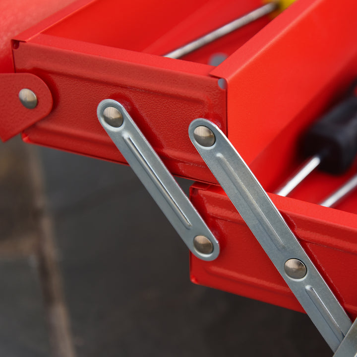 Caixa de ferramentas dobrável de aço com 5 compartimentos com alça 45x22,5x34,5 cm Vermelho