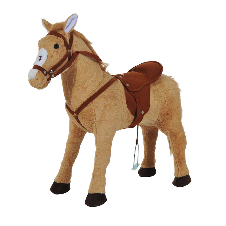 Cavalo de Brinquedo para Crianças de +3 Anos Cavalo de Brinquedo com Sons e Estrutura de Metal Carga 60kg 85x28x60 cm Bege