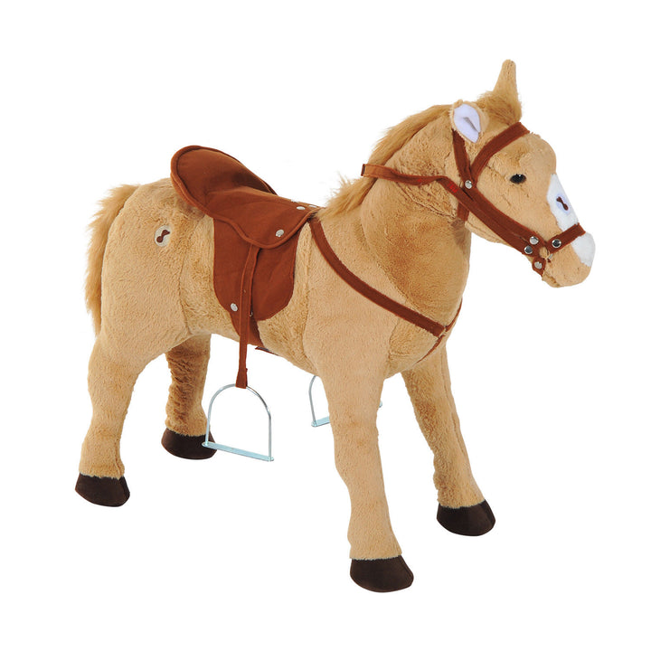 Cavalo de Brinquedo para Crianças de +3 Anos Cavalo de Brinquedo com Sons e Estrutura de Metal Carga 60kg 85x28x60 cm Bege