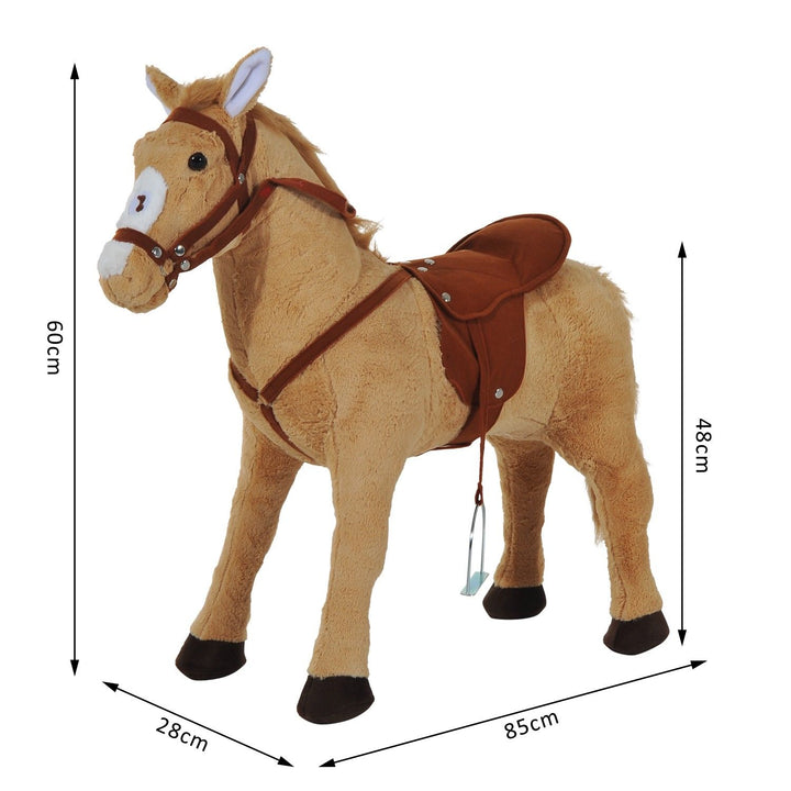 Cavalo de Brinquedo para Crianças de +3 Anos Cavalo de Brinquedo com Sons e Estrutura de Metal Carga 60kg 85x28x60 cm Bege