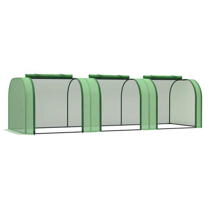 Estufa 295x100x80 cm para Jardim Varanda Estufa Pequena para Cultivo de Plantas com 3 Janelas Estrutura de Aço e PVC Verde