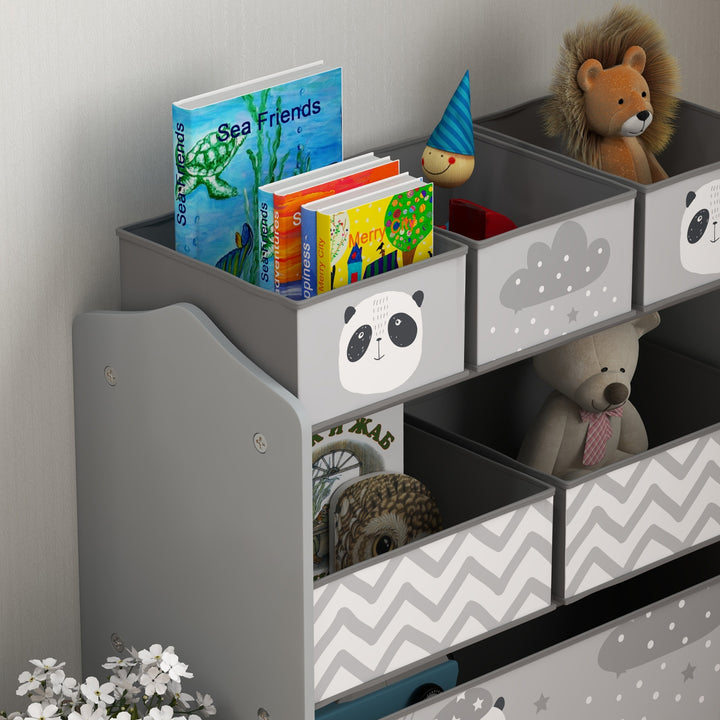 Estante para Brinquedos com 6 Caixas de Tecido não Tecido Amovíveis Organizador de Brinquedos para Crianças de 3-8 Anos para Dormitório 63x30x66 cm Ciza
