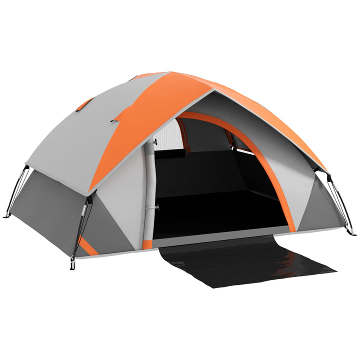 Tenda de Campismo para 2 Pessoas Tenda de Campismo Dobrável com Janela e Bolsa de Transporte Impermeável 3000 mm 210x150x110 cm Laranja