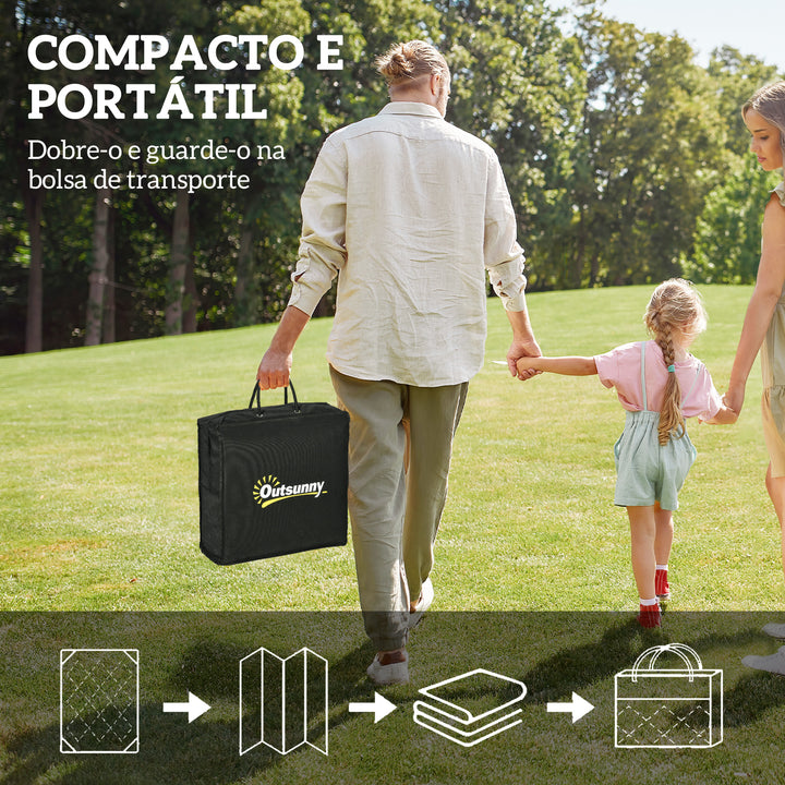 Tapete de Exterior 182x274 cm Tapete Reversível com Padrão Geométrico Impermeável Bolsa de Transporte para Varanda Pátio Campismo Praia Branco e Preto