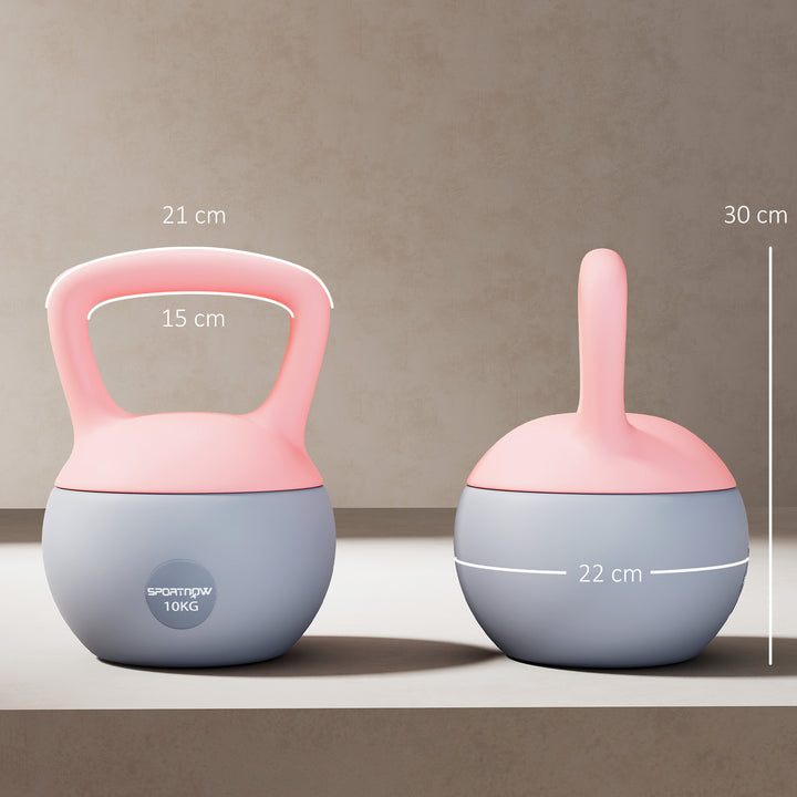 Kettlebell de 10 kg Pesa Russa Preenchida de Areia Metálica e Alça Antiderrapante para Treino de Musculação em Casa Ginásio 21x21x30 cm Rosa