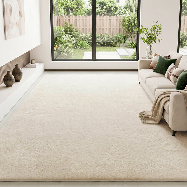 Tapete para Sala de Estar 120x160 cm Tapete Lavável à Máquina Pelo Longo Macio Estilo Moderno Tapete para Sala de Estar Quarto Sala de Jantar Creme