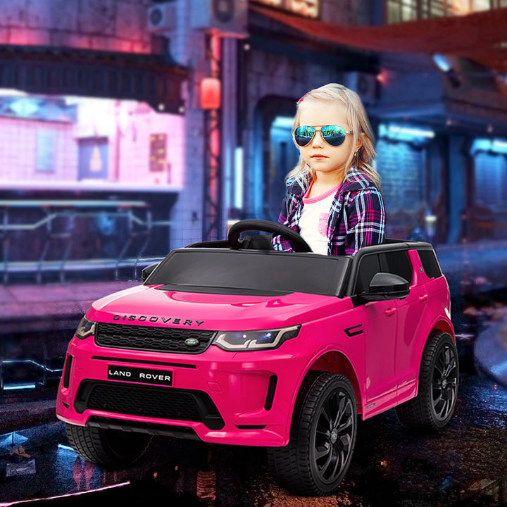 Carro Elétrico para Crianças acima de 3 Anos com Licença Land Rover Discovery Sport Carro Elétrico Infantil com Bateria 12V Controlo Remoto Faróis Buzina e Música 106x65,5x51 cm Rosa