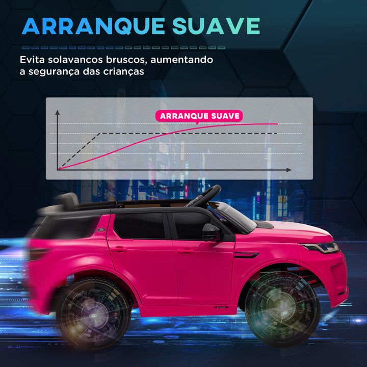 Carro Elétrico para Crianças acima de 3 Anos com Licença Land Rover Discovery Sport Carro Elétrico Infantil com Bateria 12V Controlo Remoto Faróis Buzina e Música 106x65,5x51 cm Rosa