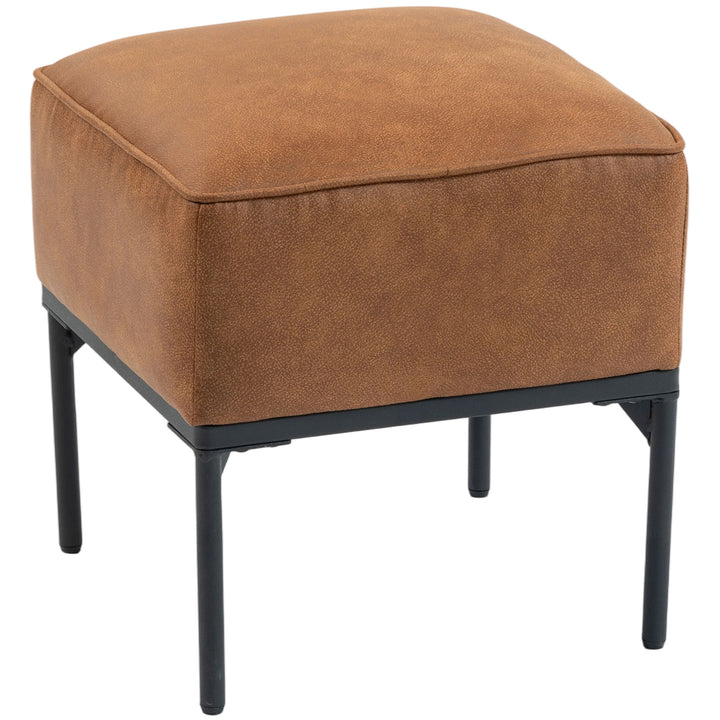 Banco para Sala de Estar Banco Baixo Estofado em PU com Pés de Aço Acolchoado Espesso Estilo Moderno Otomana para Quarto 40x40x46 cm Castanho