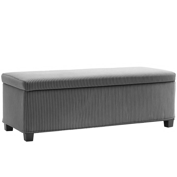 Banco de Arrumação Banco com Armazenamento Capacidade de 84 L 112x42x40 cm Estofado em Veludo Banco Pé de Cama para Dormitório Cinzento
