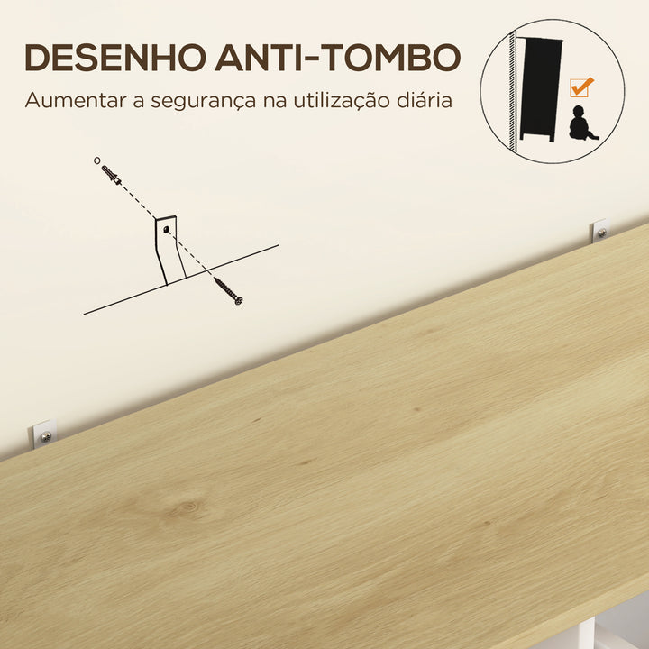 Aparador de Cozinha Armário de Cozinha com Prateleiras Gaveta Portas Magnéticas Prateleiras Ajustáveis Aparador para Sala de Jantar 105x40x83 cm Branco e Madeira