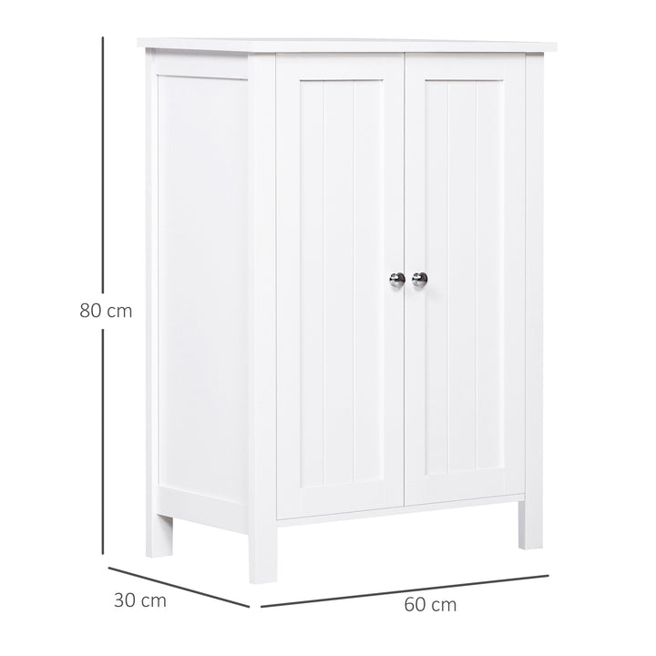 Armário Casa de Banho com 2 Portas e 2 Prateleiras Internas Ajustáveis Móvel Auxiliar de Armazenamento para Sala de Estar Cozinha 60x30x80cm Branco