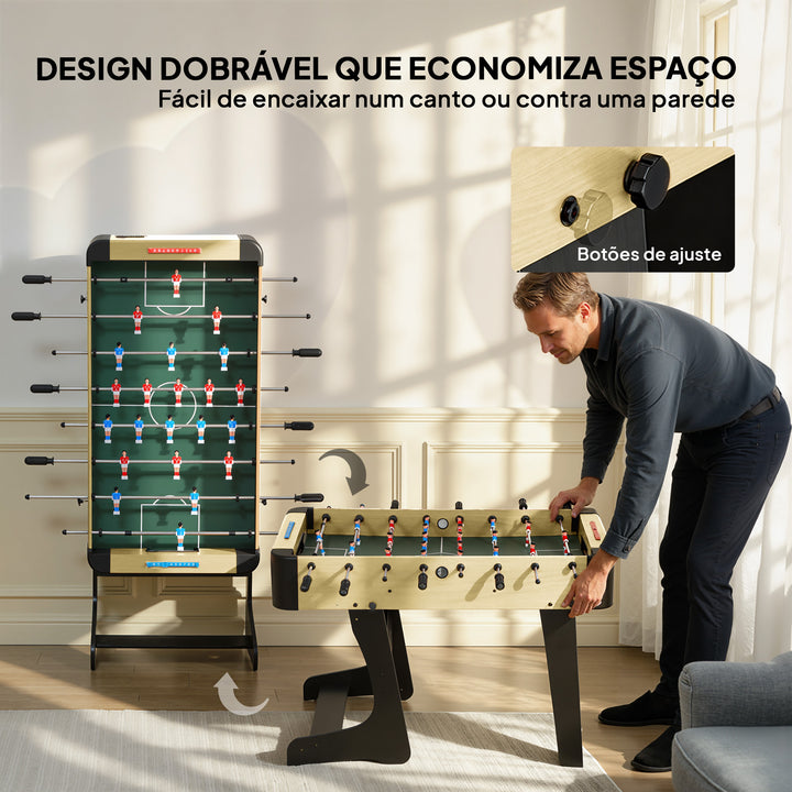 Matraquilho Dobrável para Crianças Mesa de Matraquilho de Madeira com 2 Marcadores 8 Pegas 22 Jogadores 8 Barras e 2 Bolas para 2 a 4 Pessoas Adultos Famílias Festas 118x107,5x78 cm Maderia