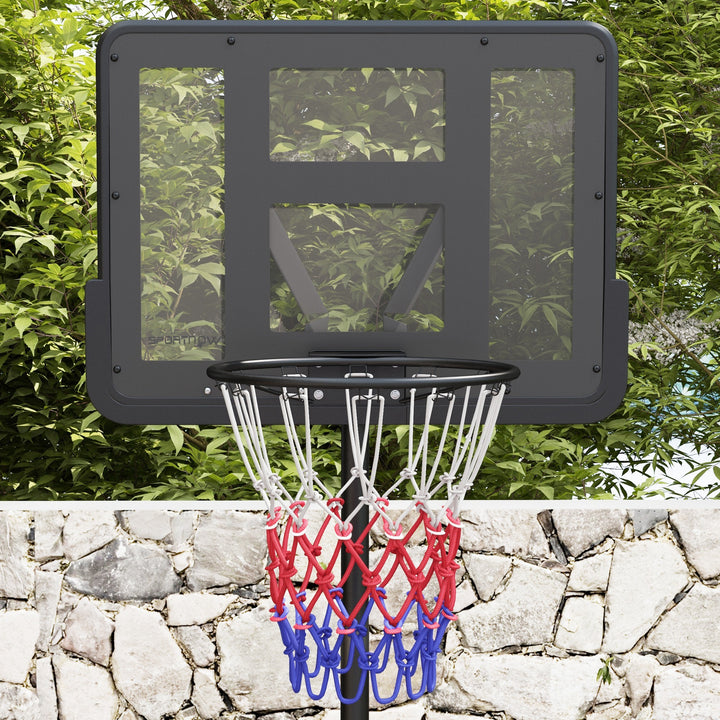 Tabela de Basquetebol com Altura Ajustável 216-277 cm Aro de Basquetebol para Exterior com Rodas e Base Recarregável para Adolescentes Preto