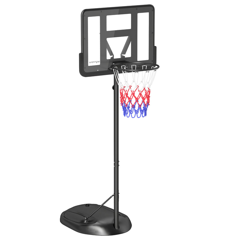 Tabela de Basquetebol com Altura Ajustável 216-277 cm Aro de Basquetebol para Exterior com Rodas e Base Recarregável para Adolescentes Preto