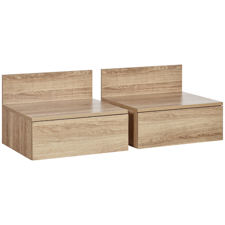 2 Mesas de Cabeceira Flutuante Conjunto de 2 Mesas de Cabeceira de Parede com Gaveta de Armazenamento para Dormitório 43x36,5x30,5 cm Madeira