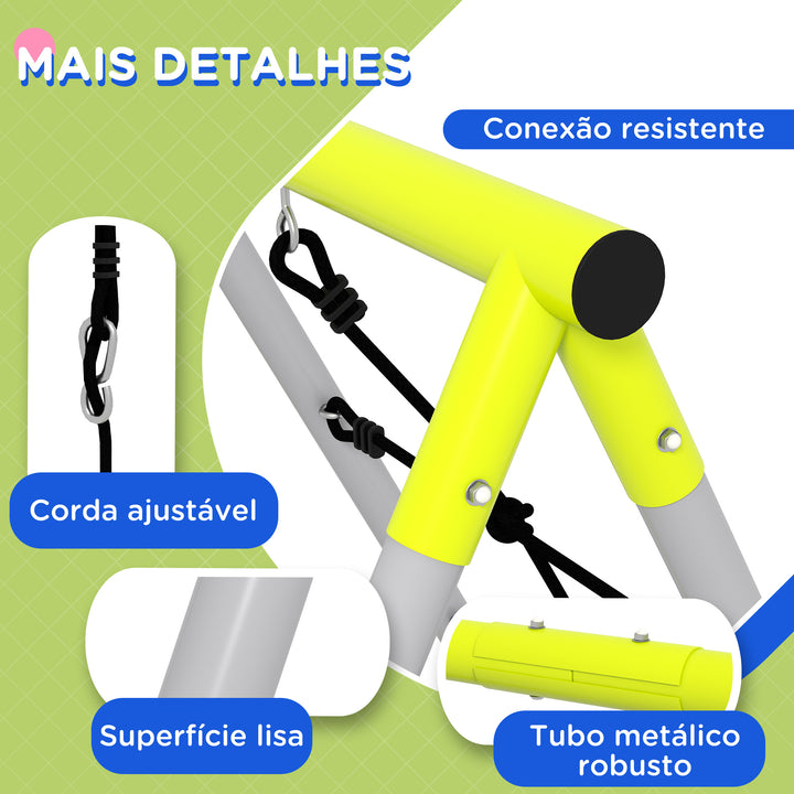 Baloiço para Crianças 4 em 1 Baloiço Jardim com 2 Baloiços Trepador Rede de Escalada Corda Ajustável e Anti-UV Baloiço Infantil Carga 180 kg 260x185x180 cm Cinza e Verde