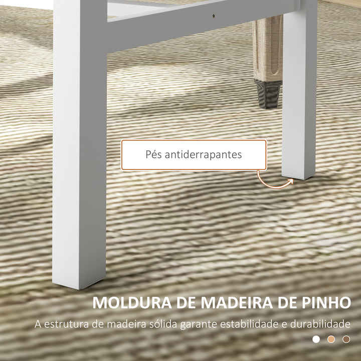 Conjunto de 2 Cadeiras de Sala de Jantar Cadeiras de Cozinha com Encosto de Ripas Estrutura de Madeira de Pinho para Sala de Estar Capacidade 120 kg 38,5x47,5x99 cm Branco