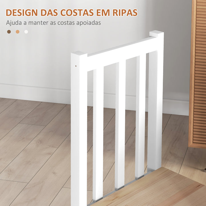 Conjunto de 2 Cadeiras de Sala de Jantar Cadeiras de Cozinha com Encosto de Ripas Estrutura de Madeira de Pinho para Sala de Estar Capacidade 120 kg 38,5x47,5x99 cm Branco