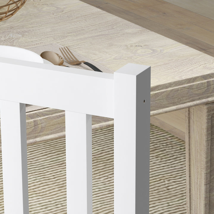Conjunto de 2 Cadeiras de Sala de Jantar Cadeiras de Cozinha com Encosto de Ripas Estrutura de Madeira de Pinho para Sala de Estar Capacidade 120 kg 38,5x47,5x99 cm Branco