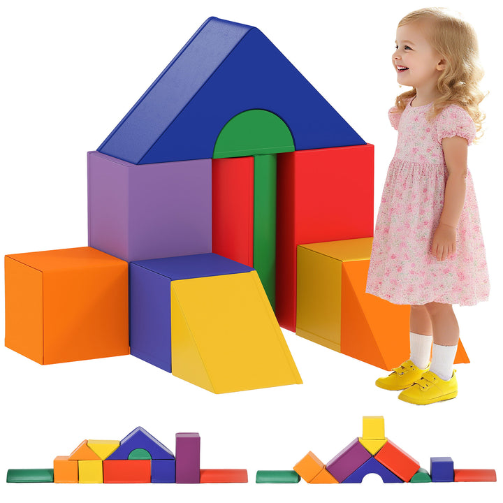 Conjunto de 11 Blocos de Espuma para Crianças Blocos de Contrução Brinquedo de Aprendizagem para Crianças 1-3 Anos 50x50x25 cm Multicor