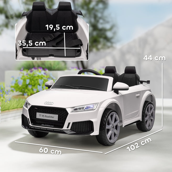Carro elétrico infantil Audi TT RS acima de 3 anos com controle remoto com música e luzes Bateria 6V 30 kg 103x63x44cm