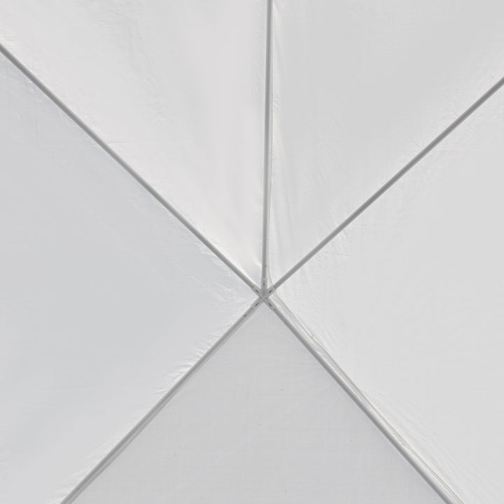 Tenda de Jardim 583x293 cm Tenda de Festas Desmontável com 4 Janelas 2 Portas com Fecho de Correr 6 Paredes Laterais e Impermeável para Exterior Pátio Branco