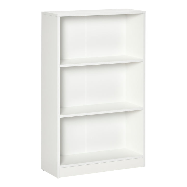 Estante para Livros com 3 Compartimentos de Armazenamento Livros Plantas para Sala de Estar Estúdio Dormitório 62,2x24x102,4cm Branco