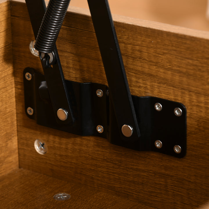 Mesa de centro elevável versátil com armazenamento oculto Pernas de metal para sala de estar Sala de jantar 90x60,5x45,5 cm Teca