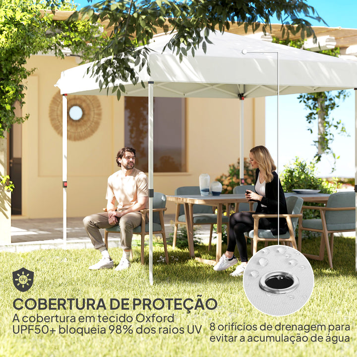 Tenda Dobrável Pop-Up Tenda 248x248x270 cm com 4 Paredes Laterais Anti-UV Altura Ajustável e Bolsa de Transporte para Campismo Festas Branco