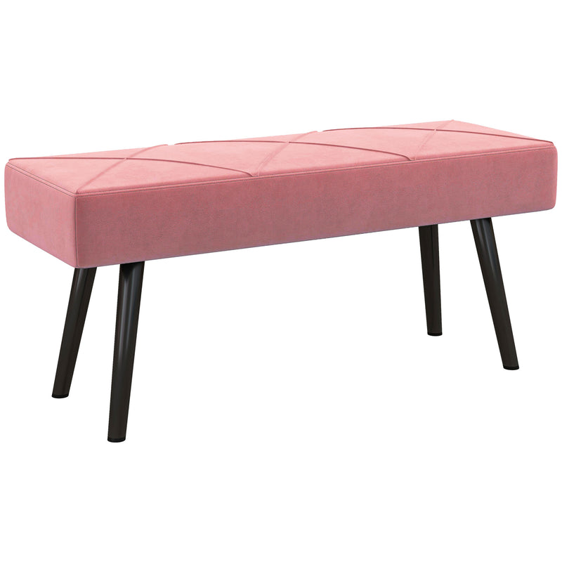 Banco de Pé de Cama Multifuncional Banco de Pé de Cama Moderno Banco de Dormitório com Pés de Aço e Assento Acolchoado Carga Máxima 120 kg Entrada Corredor 100x36x45 cm Rosa