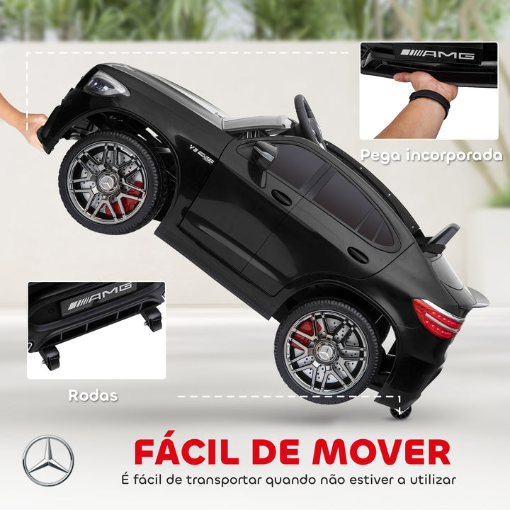 Mercedes AMG Carro elétrico para crianças de acima de 3 anos com controle remoto com música e luzes 12V Carga 30kg 115x70x55cm