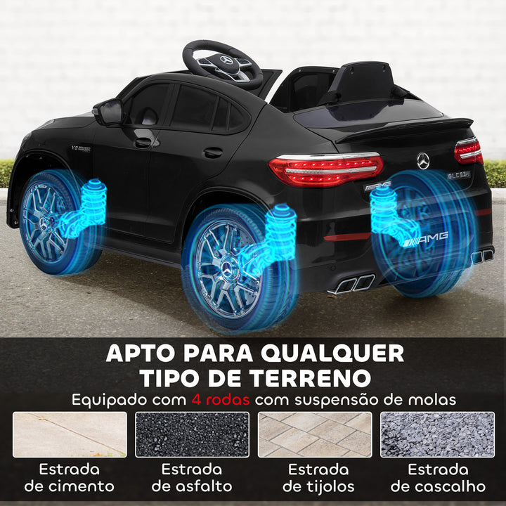 Mercedes AMG Carro elétrico para crianças de acima de 3 anos com controle remoto com música e luzes 12V Carga 30kg 115x70x55cm