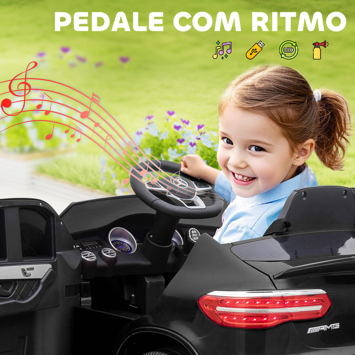 Mercedes AMG Carro elétrico para crianças de acima de 3 anos com controle remoto com música e luzes 12V Carga 30kg 115x70x55cm