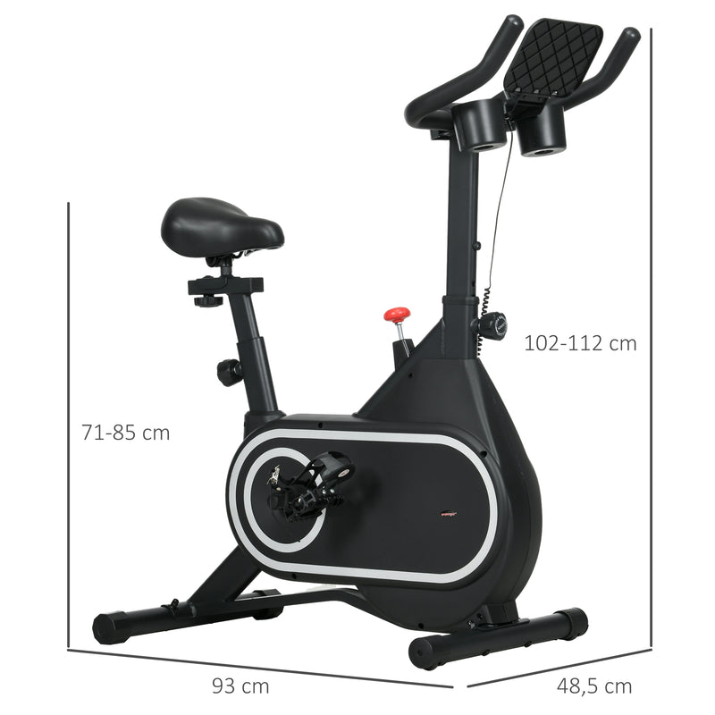 Bicicleta Estática com Ecrã LCD Assento e Guiador Ajustáveis Volante 4 kg e Porta Garrafa 93x48,5x102-112 cm Preto