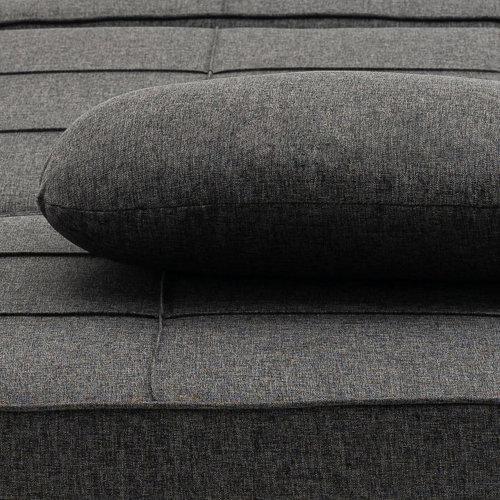 Sofá Cama Individual 3 em 1 Estofado em Linho Sofá Reclinável em 5 Posições com Apoio para os Pés e Apoio para a Cabeça para Sala de Estar Carga Máxima 200kg 95x189x43cm Cinza