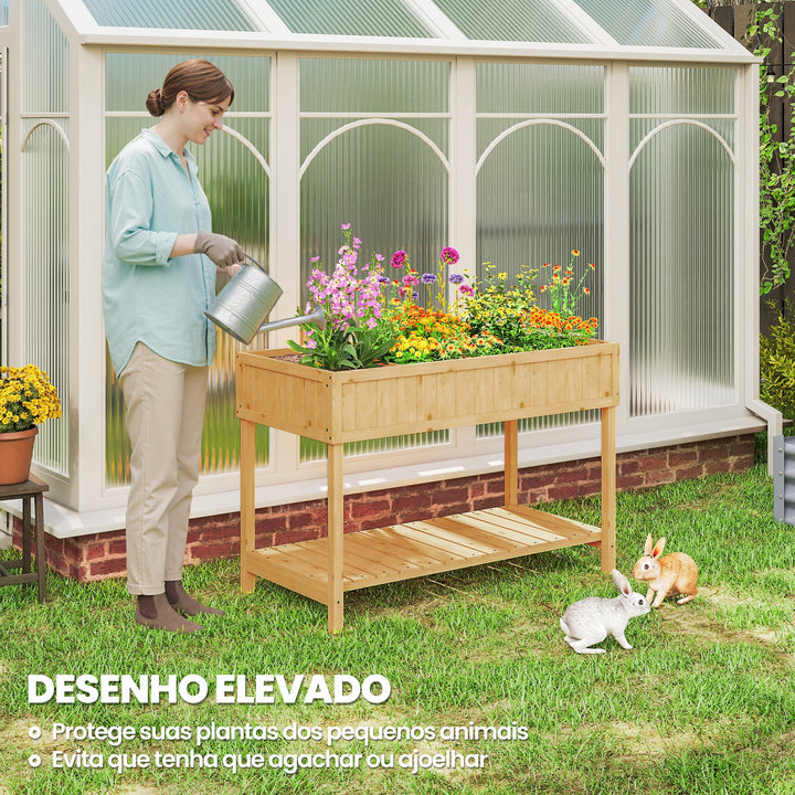 Floreira de Madeira Mesa de Cultivo com Prateleira Inferior Floreira Elevada para Cultivo Plantas, Flores e Hortaliças 110x46x76 cm Madeira