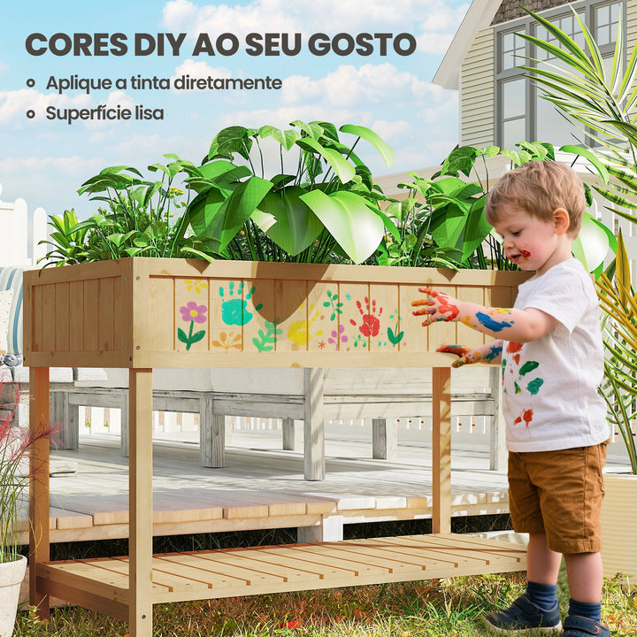Floreira de Madeira Mesa de Cultivo com Prateleira Inferior Floreira Elevada para Cultivo Plantas, Flores e Hortaliças 110x46x76 cm Madeira