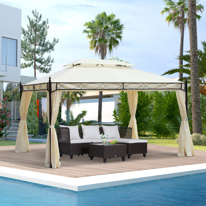 Pérgola para Jardim ou Terraço 3x4m Cor Branco Aço e Poliéster