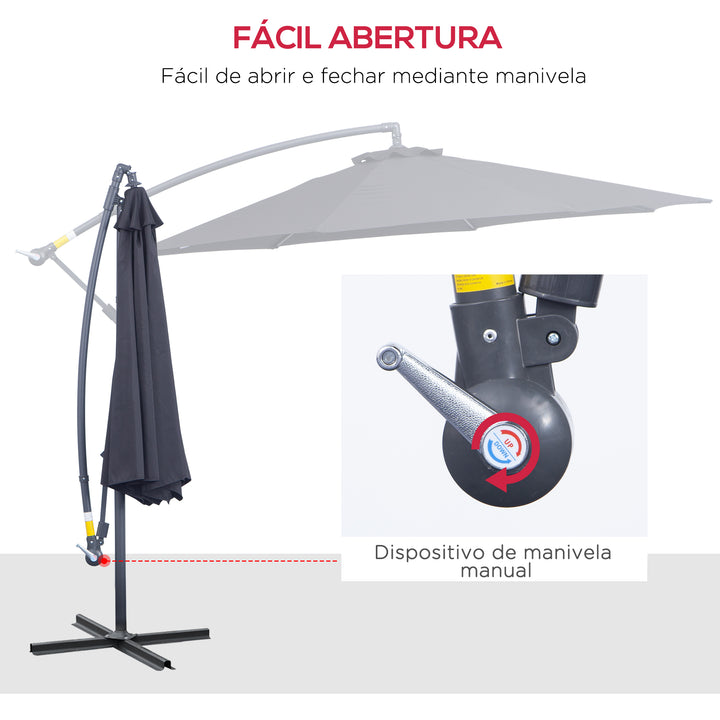 Guarda-sol grande de jardim Guarda-sol de Exterior F300x260cm Preto
