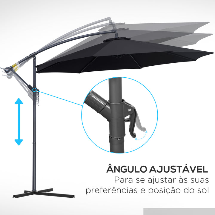 Guarda-sol grande de jardim Guarda-sol de Exterior F300x260cm Preto