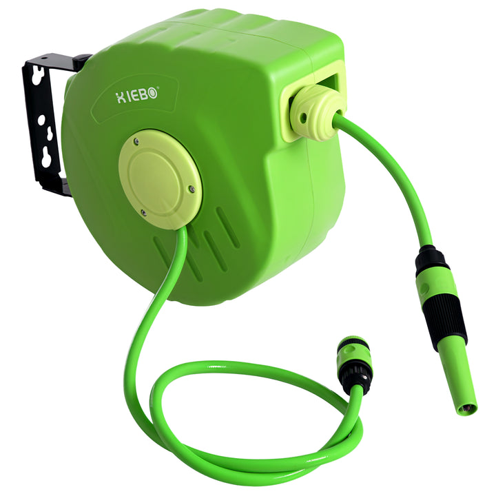 Carrete para Mangueira Suporte Mural Portamangueira 10m Roll-up Automático com Pistola de Pulverização Base de Parede Conector de Mangueira para Jardím Terraço