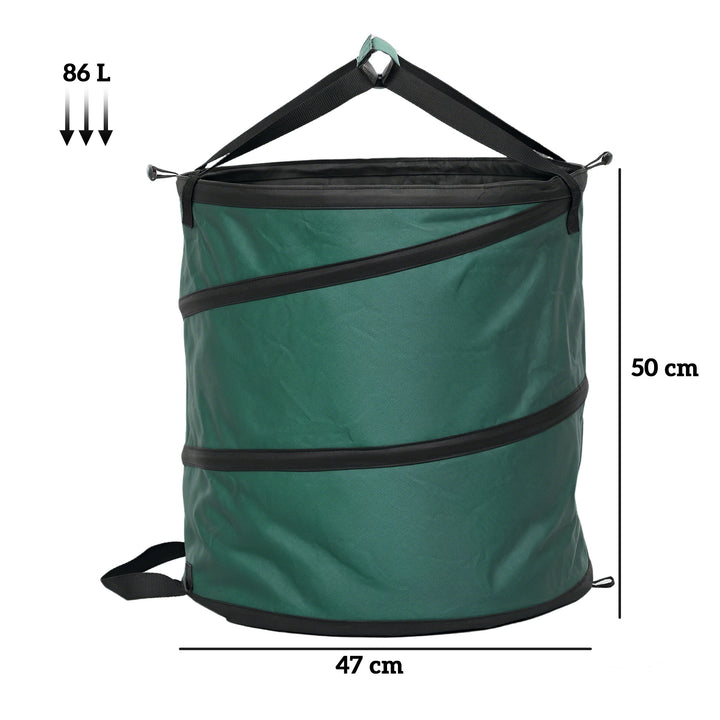 Conjunto de 4 Sacos para Resíduos de Jardim 86L Sacos para Resíduos Resistentes com Pegas Tampa com Fecho e Desenho Pop-Up Dobráveis e Reutilizáveis Ø47x50 cm Verde