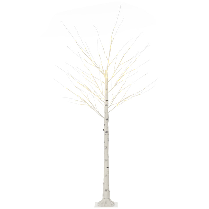 Árvore de Bétula Altura 180cm com 96 Luzes LED IP44 Branco Quente Ramos Flexíveis e Base de Candeeiro Árvore de Decoração de Natal para Interiores 22x22x180 cm Branco