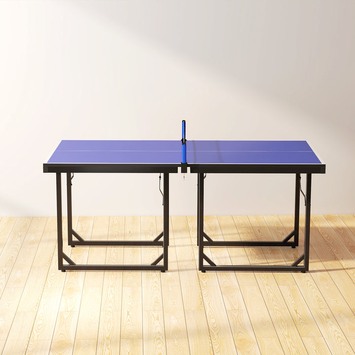 Mesa de Ping Pong Dobrável Mesa de Ping Pong Profissional com Rede e Estrutura de Aço para Interior e Exterior 182x91x76 cm Azul