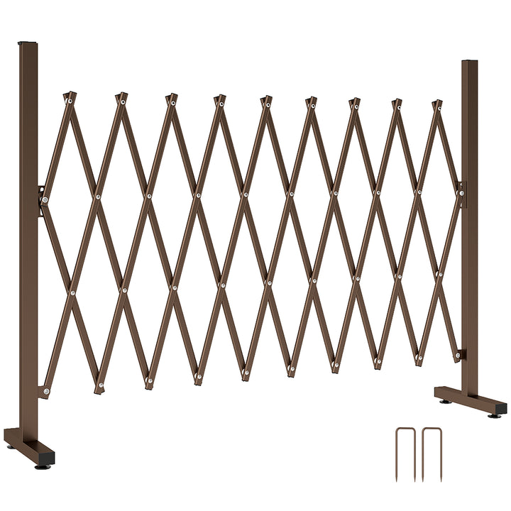 Cerca de Jardim em Liga de Alumínio Barreira de Exterior Extensível Cerca de Jardim Metálica para Decoração 250x31x103,5 cm Marrom