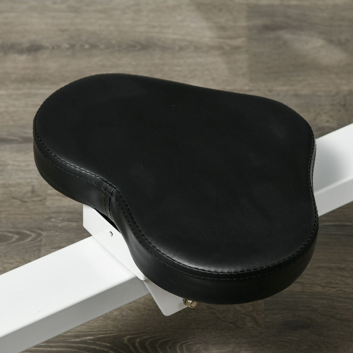 Máquina de Remo Magnético Máquina de Remo Dobrável com Resistência de 8 Níveis Ecrã LCD e 2 Rodas de Transporte para Ginásio Carga Máxima 130 kg 180x48x60 cm Branco