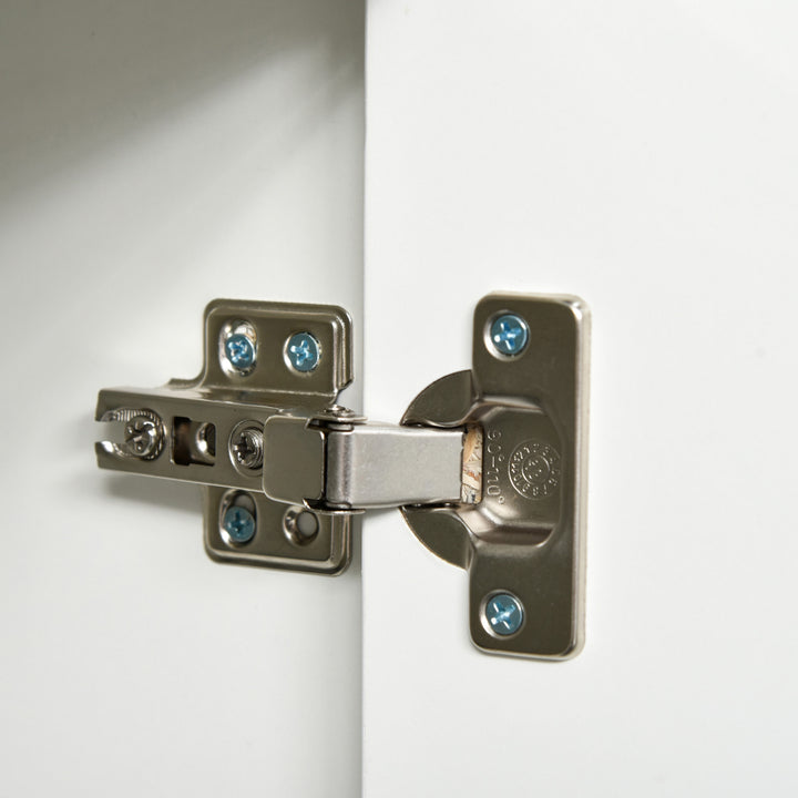 Aparador de Sala de Estar com 3 Portas 2 Gavetas e Prateleira Interior Ajustável Móvel Auxiliar de Armazenamento para Cozinha Dormitório Anti-Rolamento 117x36x74cm Branco